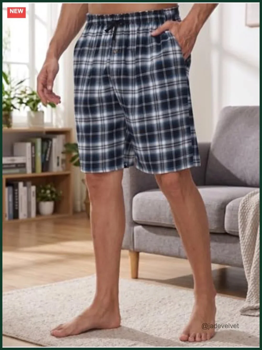 Cotton Plaid Woven Pajama Shorts with Pockets Button Fly 3-Pack Sleepwear